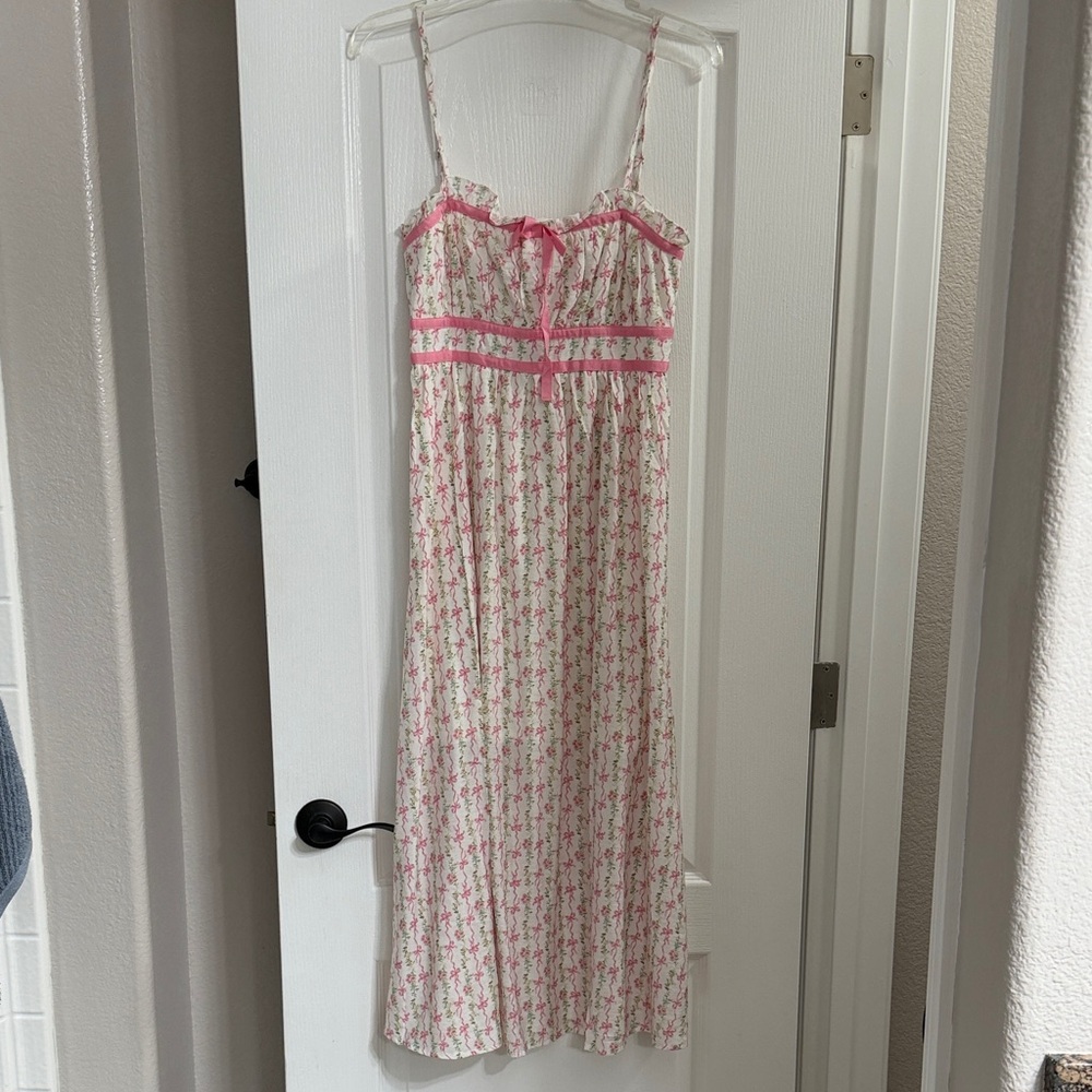 Blu Pepper Pink and White Floral Midi Dress